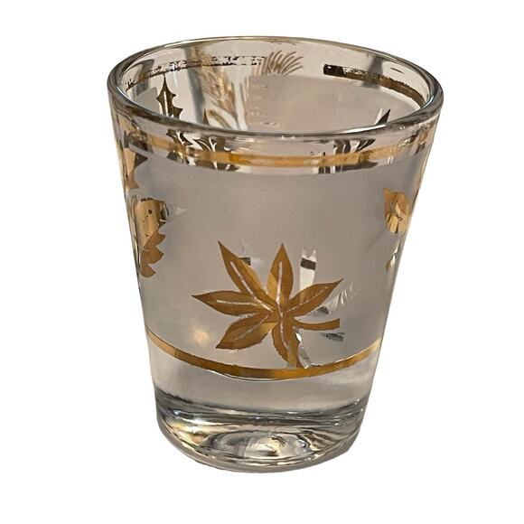 Vintage MCM Shot Glasses Set of 6 Anchor Hocking and Libbey Clear & Gold Wheat - Picture 4 of 10